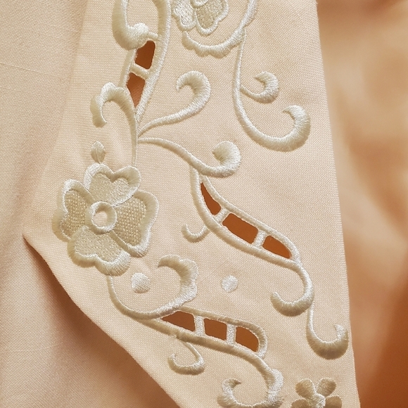 MORGAN MILLER | Vintage Light Yellow Embroidered Cutout Jacket sz 12 - Picture 3 of 8